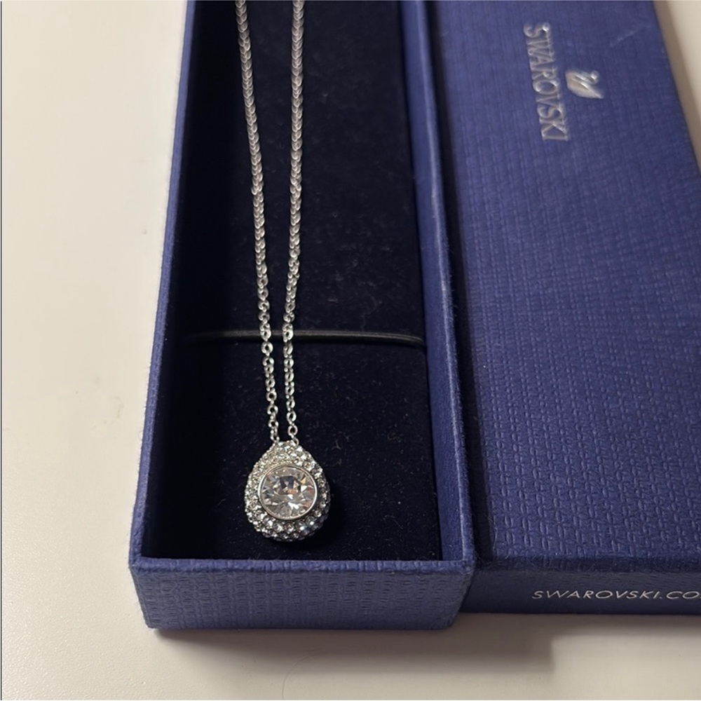 Swarovski Silver Necklace with Teardrop Crystal